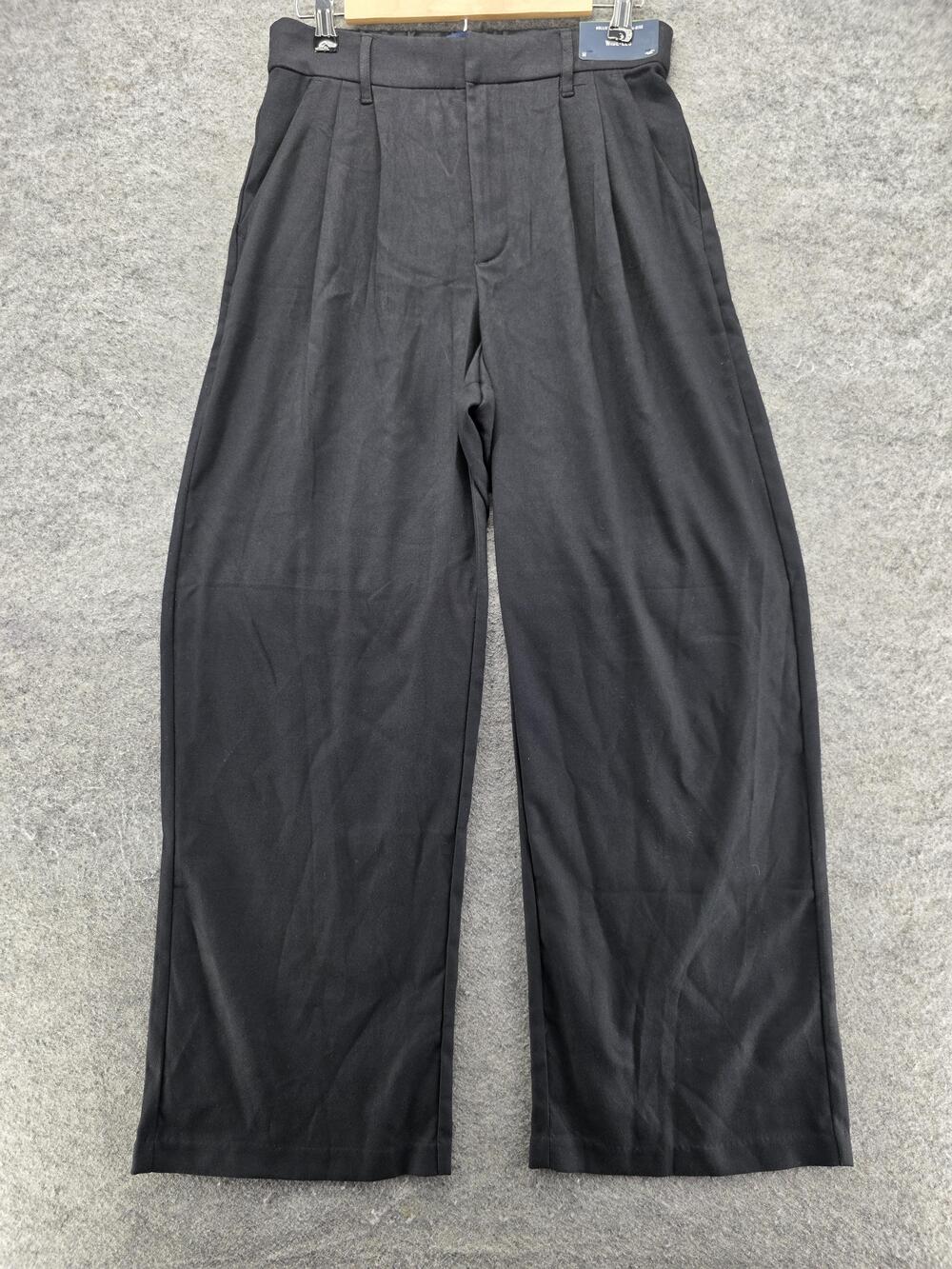 Hollister Pants Womens M Black Wide-Leg Ultra High-Rise Pleated Pull On 30 In